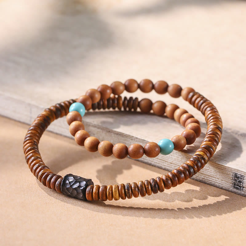 Nimara Ritual Sandalwood Turquoise Protection Double Wrap Bracelet