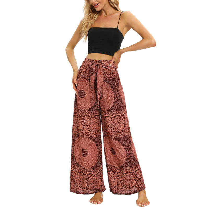 Nimara Ritual Boho Lace-up Wide Leg Pants Women's Yoga Pants