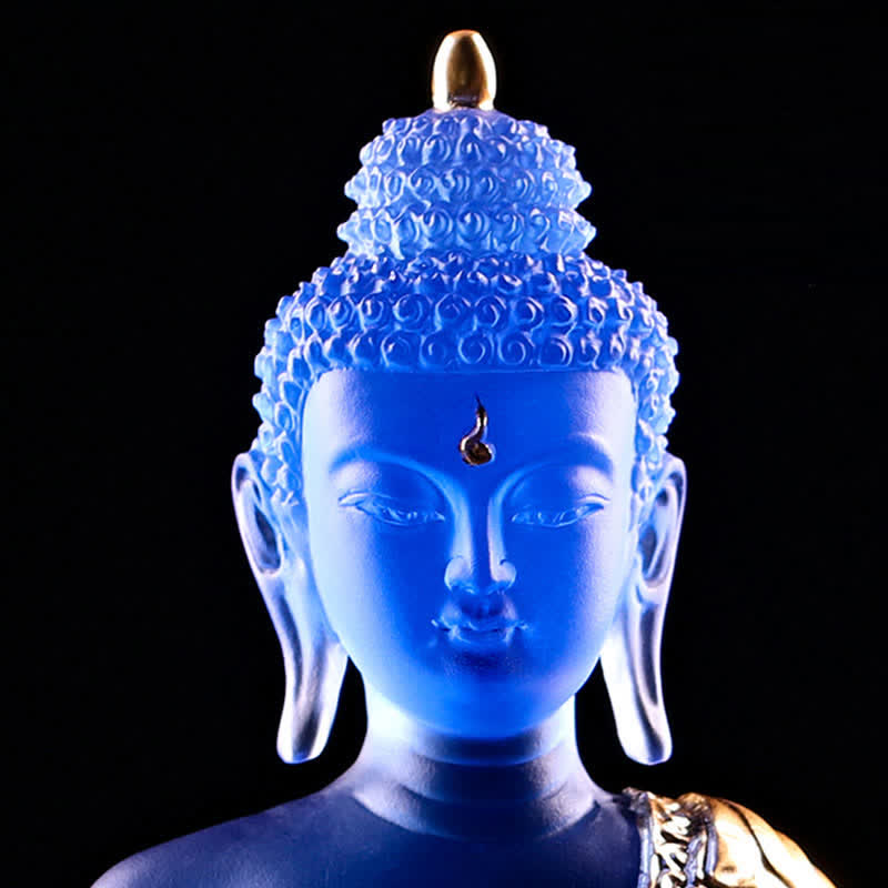 Nimara Ritual Medicine Buddha Handmade Liuli Crystal Art Piece Compassion Statue Home Office Offering Decoration