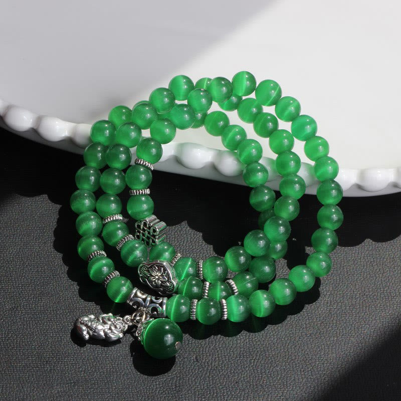 Nimara Ritual Cat Eye PiXiu Support Triple Wrap Bracelet