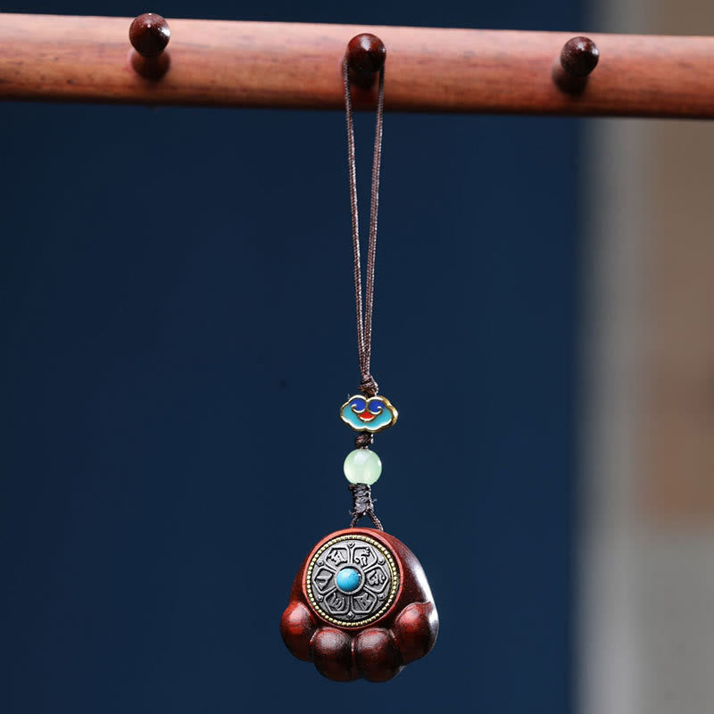 Nimara Ritual Sandalwood Small Leaf Red Sandalwood Green Sandalwood Lucky Cat Paw Claw Om Mani Padme Hum Protection Phone Hanging Decoration
