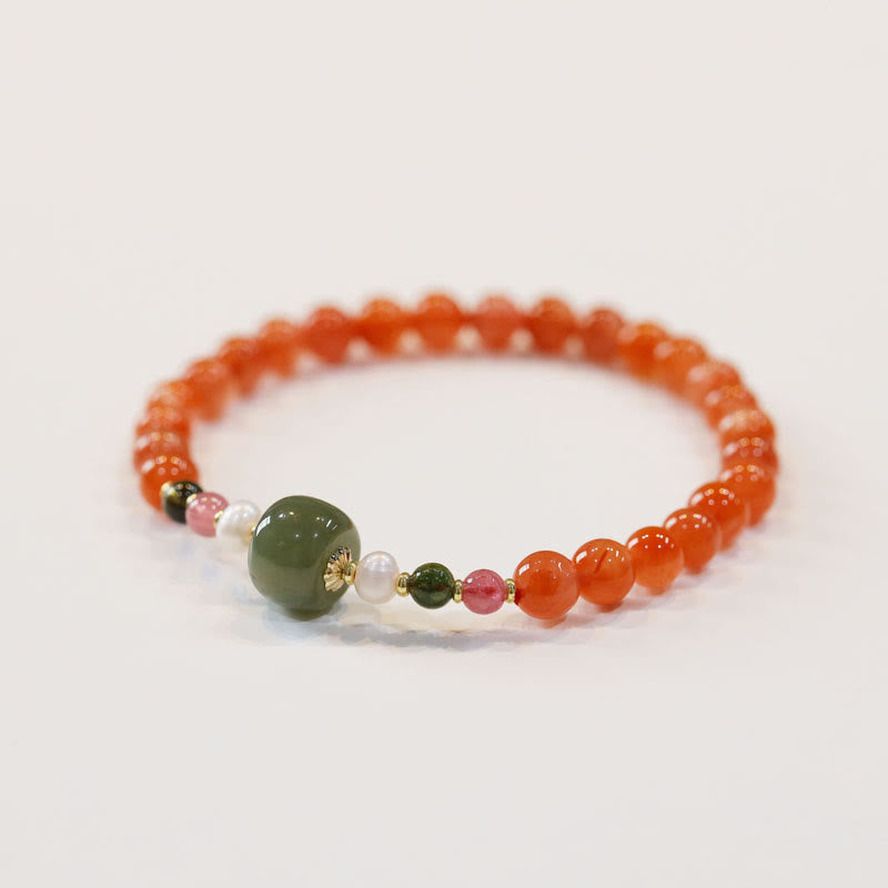 Nimara Ritual Natural Red Agate Hetian Jade Bead Confidence Calm Bracelet