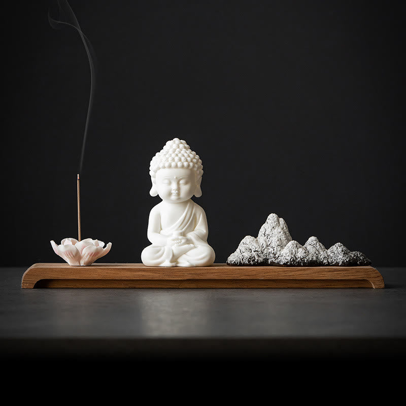 Nimara Ritual Lotus Flower Tathagata Kwan Yin Avalokitesvara Ksitigarbha Meditation Ceramic Stick Incense Burner Decoration