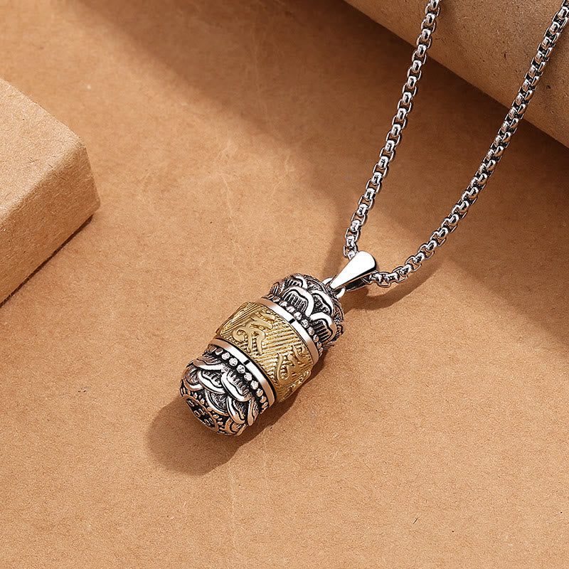 Nimara Ritual Tibet Om Mani Padme Hum Carved Wisdom Purity Chain Leather Rope Necklace Pendant
