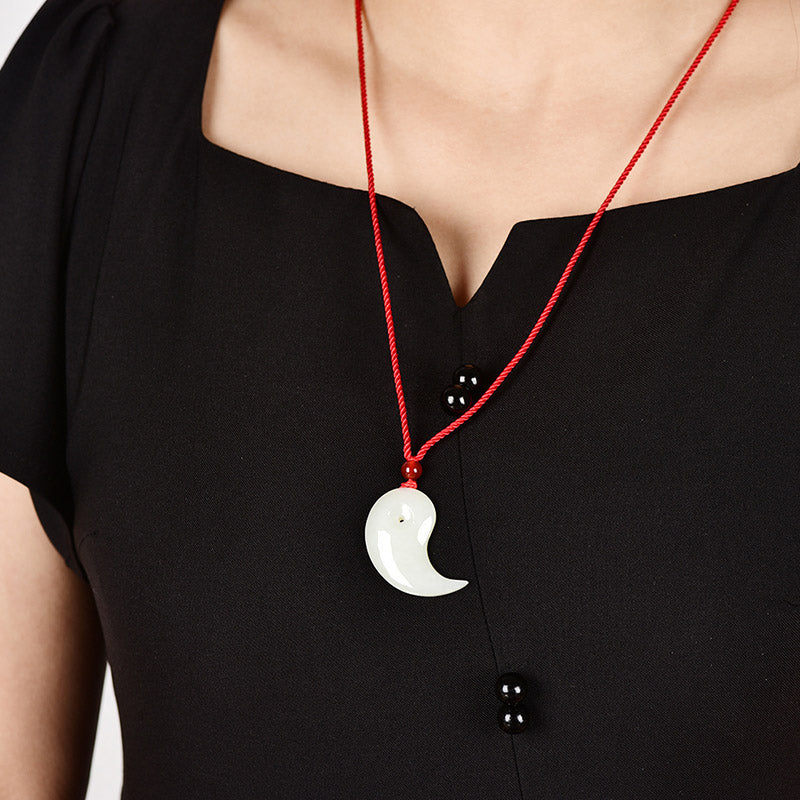 Nimara Ritual Yin Yang White Jade Cyan Jade Protection Blessing Necklace String Pendant