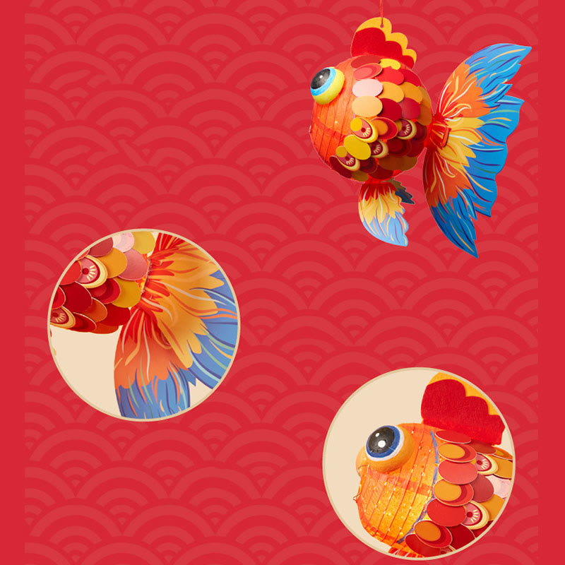 Nimara Ritual DIY Good Luck Koi Fish Paper Lantern Lamp Mid-Autumn Festival Child Kids Lantern Decoration