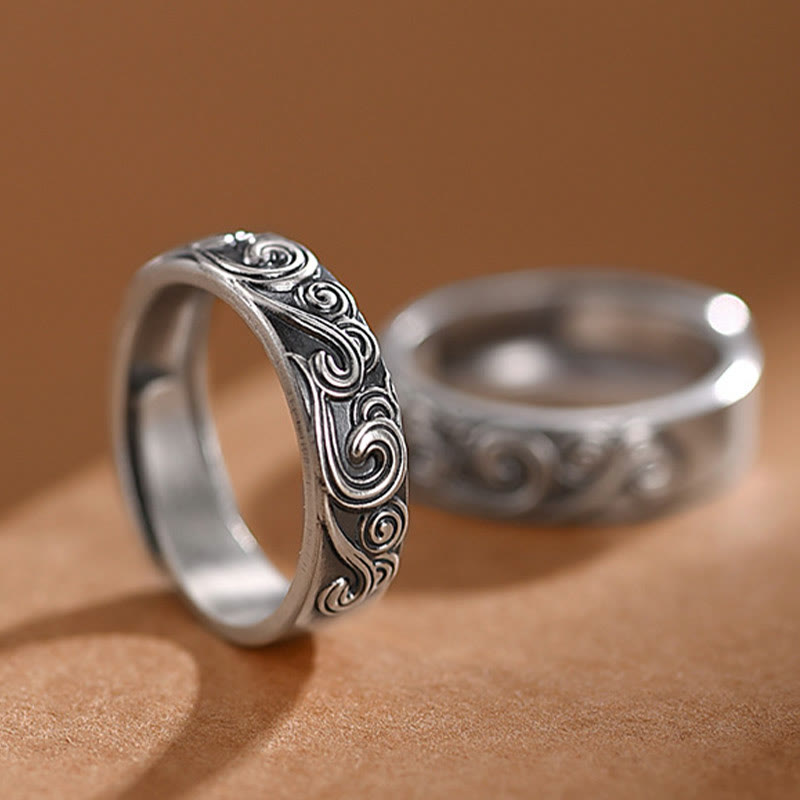 Nimara Ritual 999 Sterling Silver Auspicious Clouds Engraved Blessing Adjustable Ring