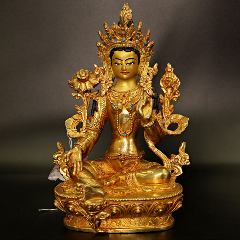 Nimara Ritual Bodhisattva Tara Chenrezig Four-armed Avalokitesvara Protection Copper Gold Plated Statue Decoration