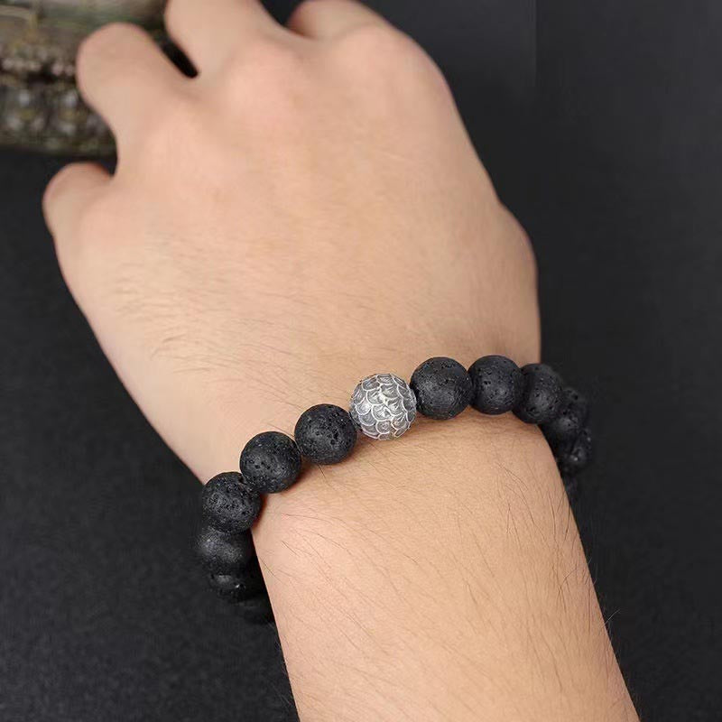 Nimara Ritual Lava Rock Fish Scales Bead Healing Bracelet