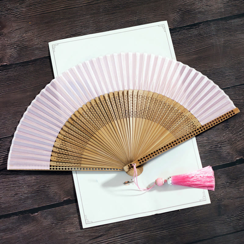 Nimara Ritual Vintage Handheld Folding Fan With Bamboo Frames