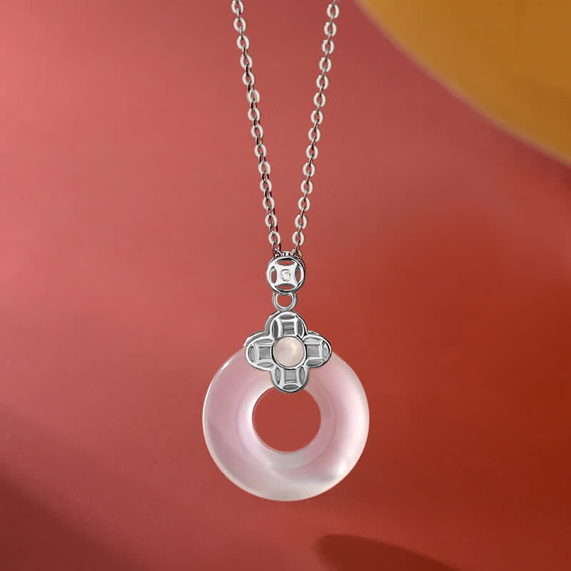 Nimara Ritual 925 Sterling Silver Chalcedony Coin Peace Buckle Positive Necklace Pendant