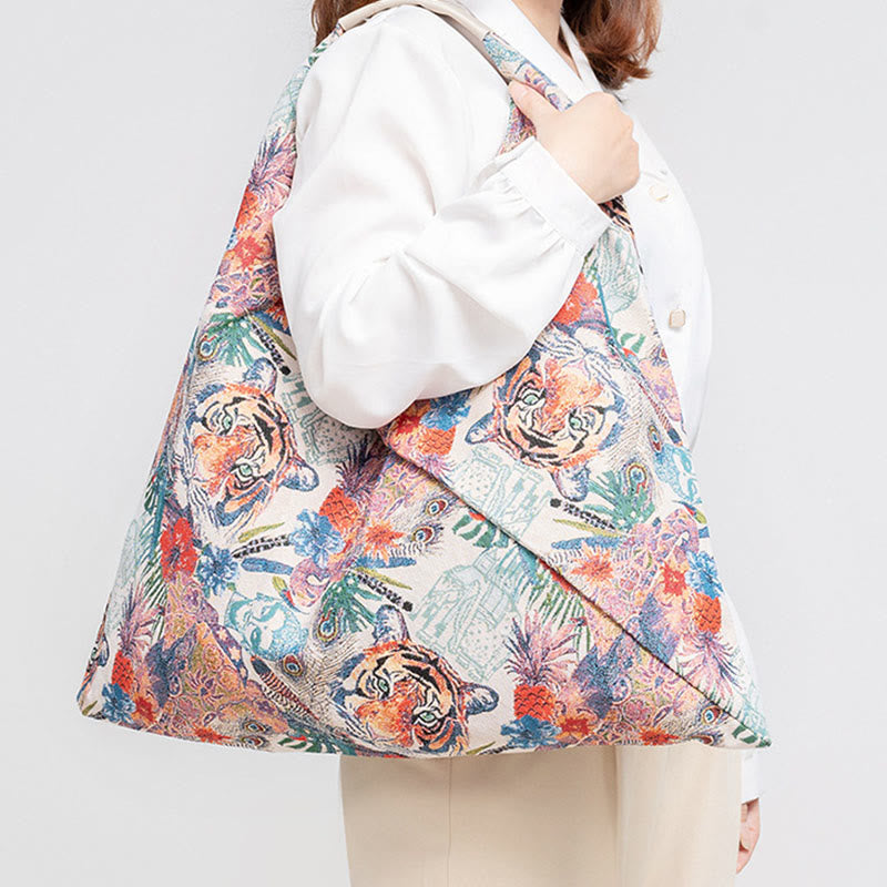 Nimara Ritual Geometry Tiger Flowers Leopard Stripes Print Underarm Triangle Shoulder Bag
