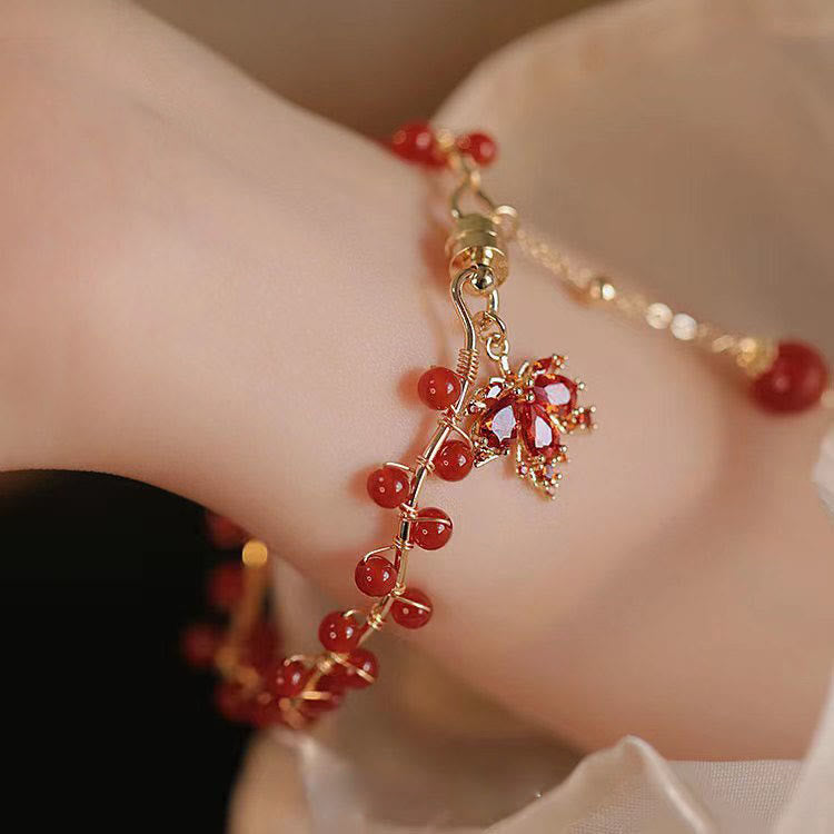 Nimara Ritual Red Maple Leaf Luck Charm Bracelet