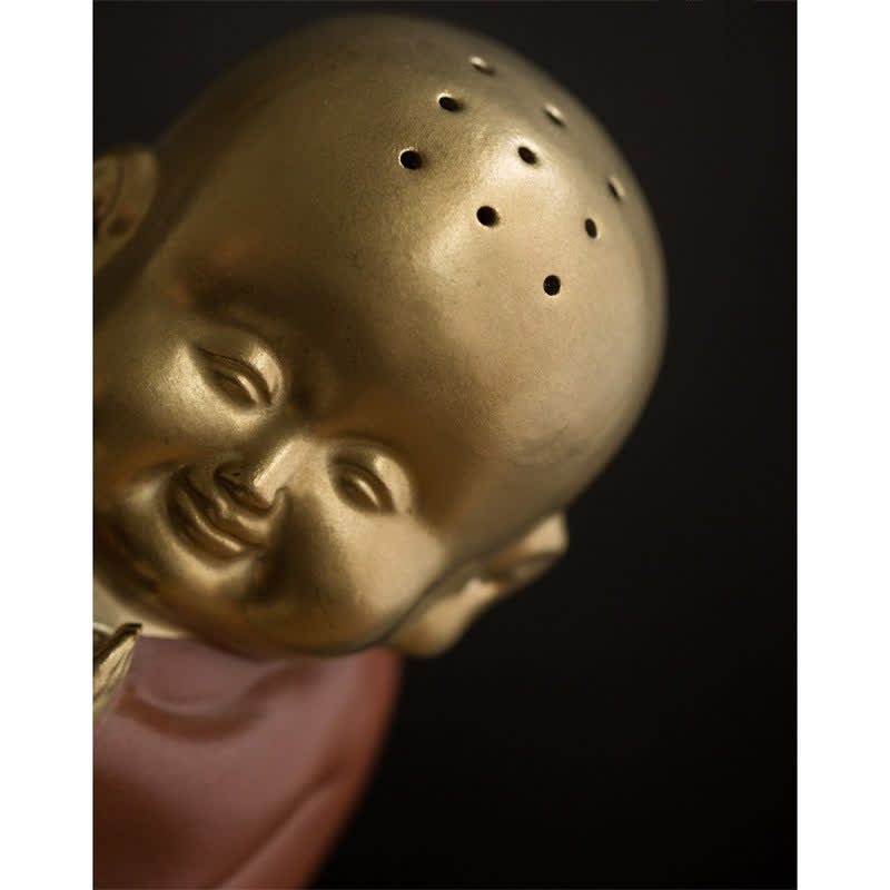 Nimara Ritual Little Buddha Laughing Buddha Ceramic Healing Incense Burner