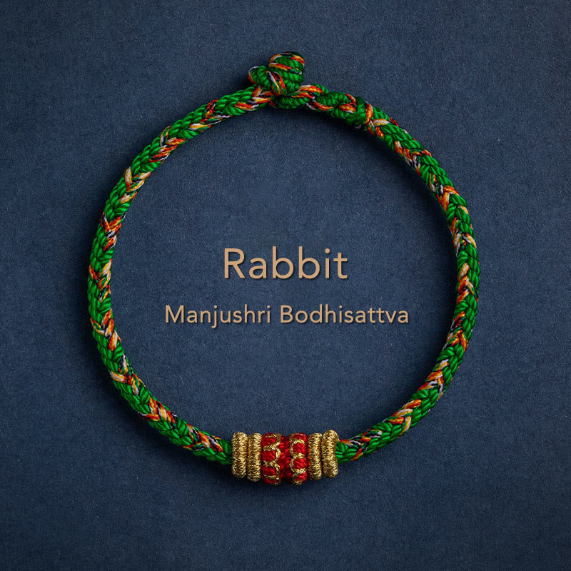 Nimara Ritual Tibet Handmade Chinese Zodiac Natal Buddha Luck Strength Braided String Bracelet