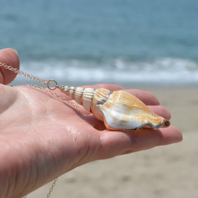 Nimara Ritual Natural Shankha Conch Shell Seashell Lucky Necklace Pendant