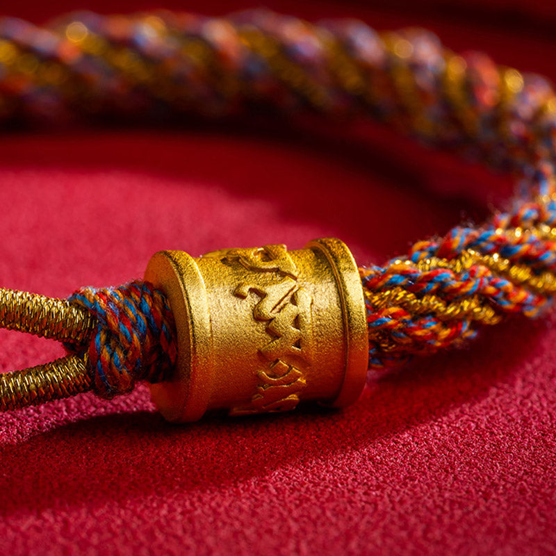 Nimara Ritual Handmade Multicolored Tibetan Om Mani Padme Hum Ruyi Auspicious Charm Braided Bracelet