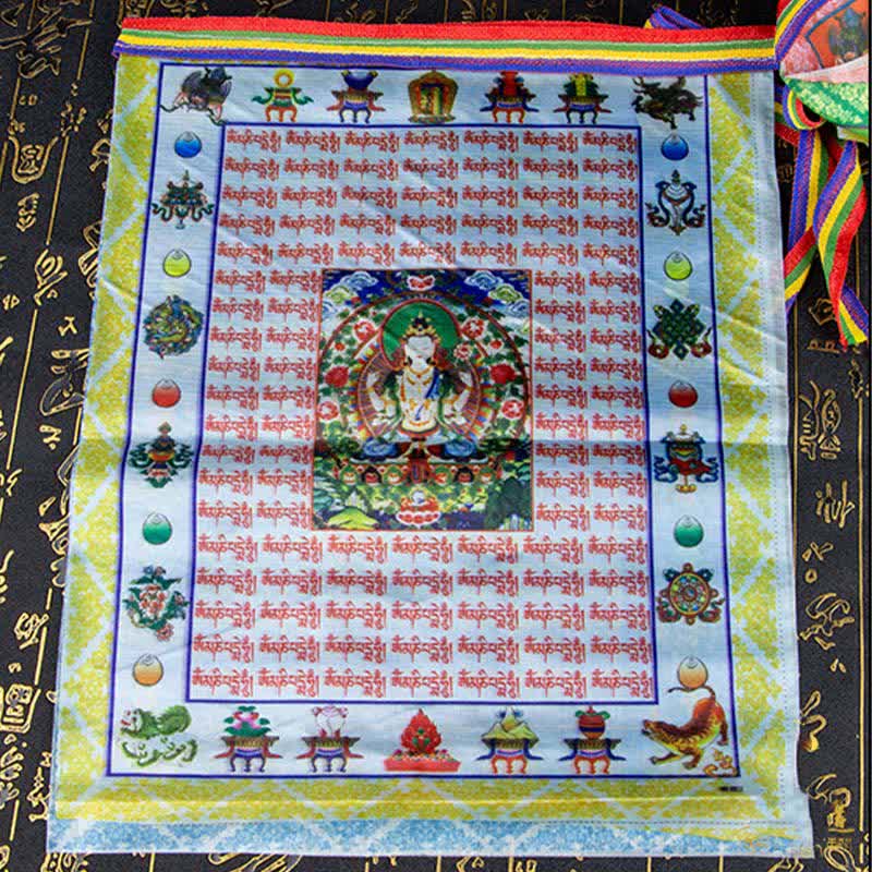 Nimara Ritual Tibetan 5 Colors Windhorse Buddha Tara Scriptures Healing Auspicious Outdoor Prayer Flag