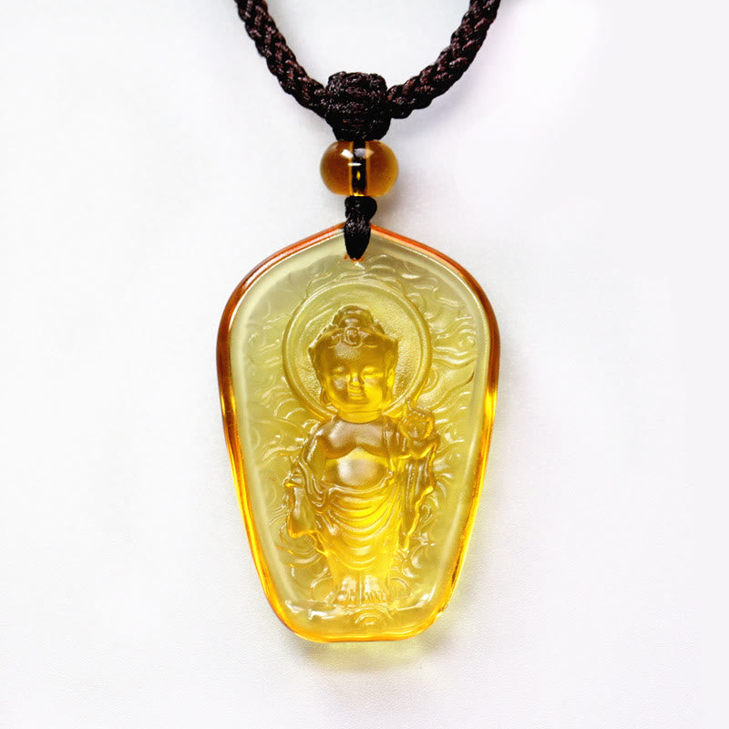 Nimara Ritual Tibetan Buddha Liuli Crystal Serenity Necklace Pendant