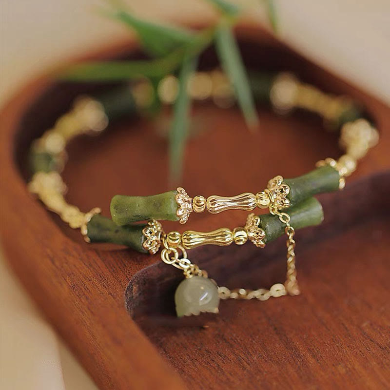 Nimara Ritual Bamboo Jade Pattern Luck Bracelet Bangle