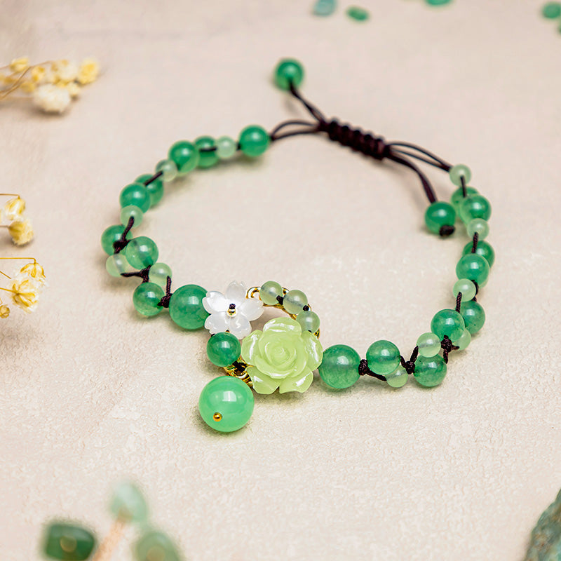 Nimara Ritual Financial Success Jade Braided Weave Prosperity Abundance Anklet