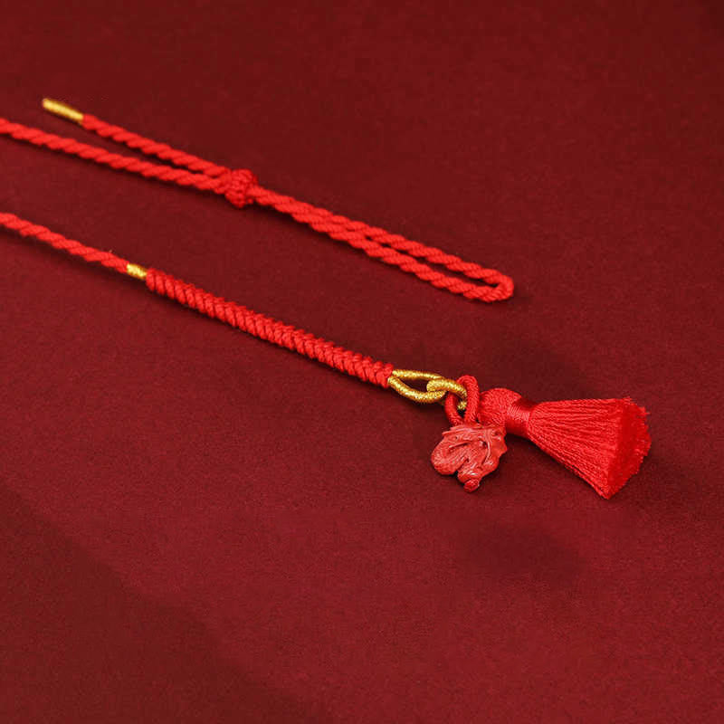 Nimara Ritual Natural Cinnabar Dragon Blessing Red String Belly Chain