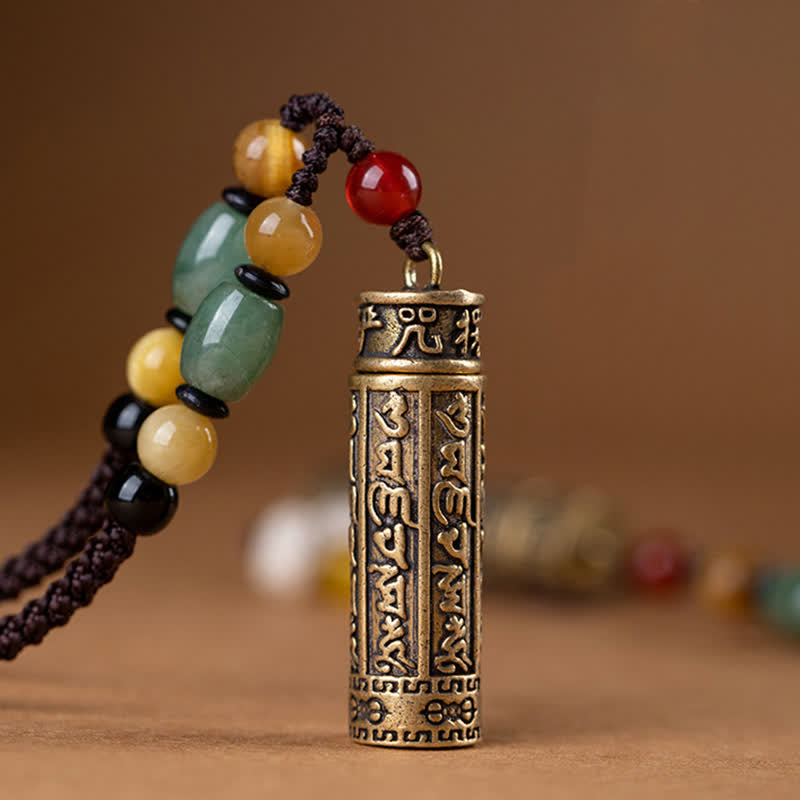 Nimara Ritualhop Tibet Om Mani Padme Hum Agate Shurangama Sutra Protection Necklace Pendant