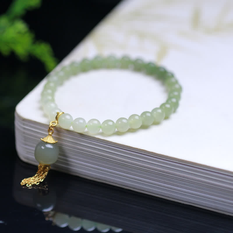 Nimara Ritual 925 Sterling Silver Hetian Jade Beaded Wealth Charm Bracelet