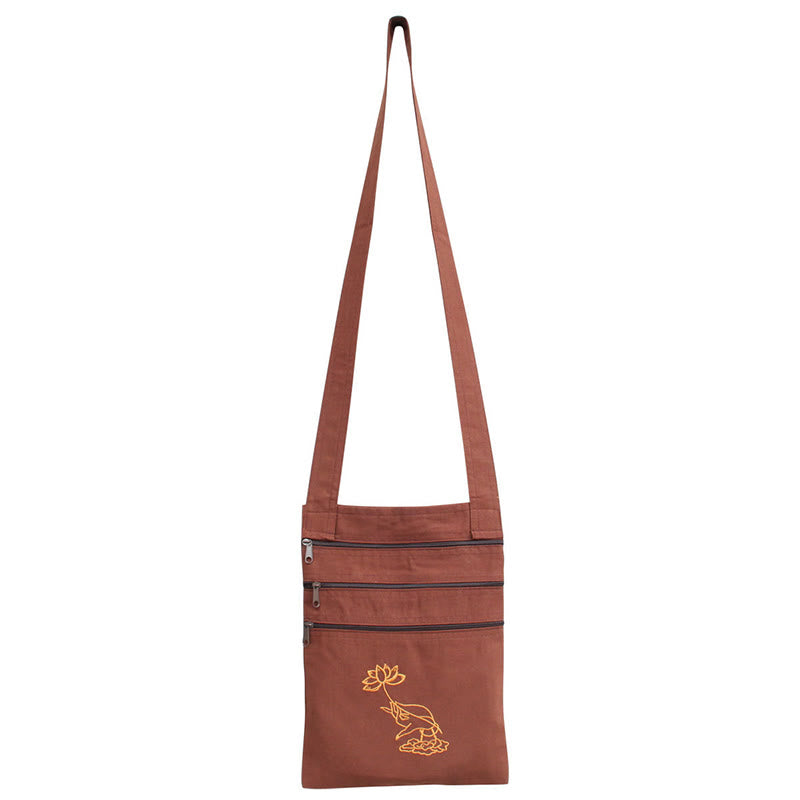 Nimara Ritual Spiritual Mind Practice Lotus Embroidered Cotton Shoulder Bag Crossbody Bag