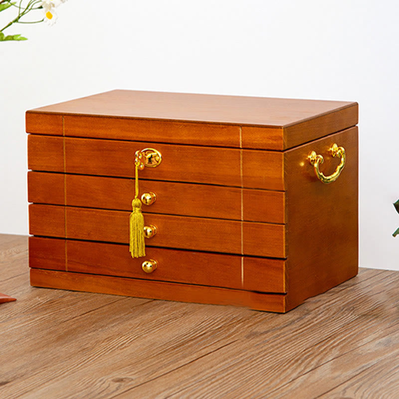 Nimara Ritual Retro Solid Wood Jewelry Box Four-Layer Wooden Jewelry Storage Box