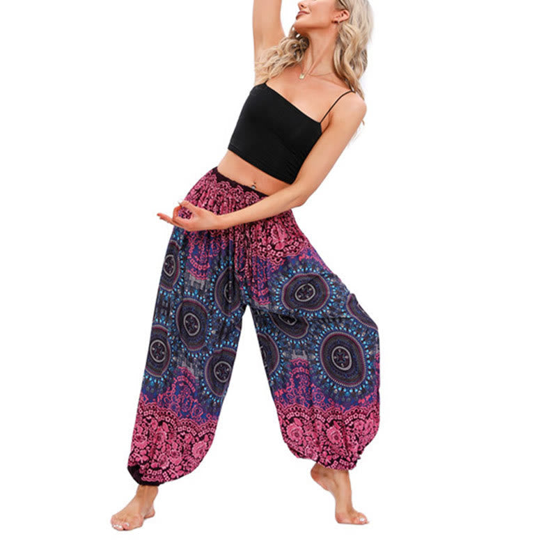 Nimara Ritual Casual Loose Compass Pattern Harem Trousers Women's Yoga Pants