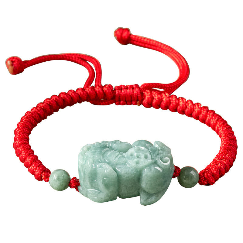 Nimara Ritual Handmade Natural Jade PiXiu Protection King Kong Knot Braided String Bracelet