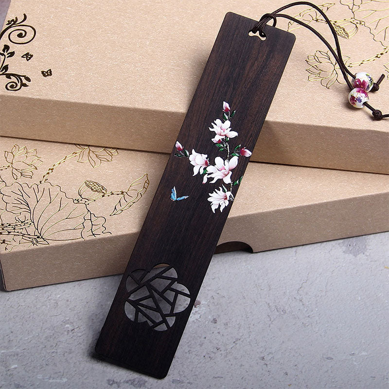 Nimara Ritual Butterfly Flower Ebony Wood Bookmarks With Gift Box