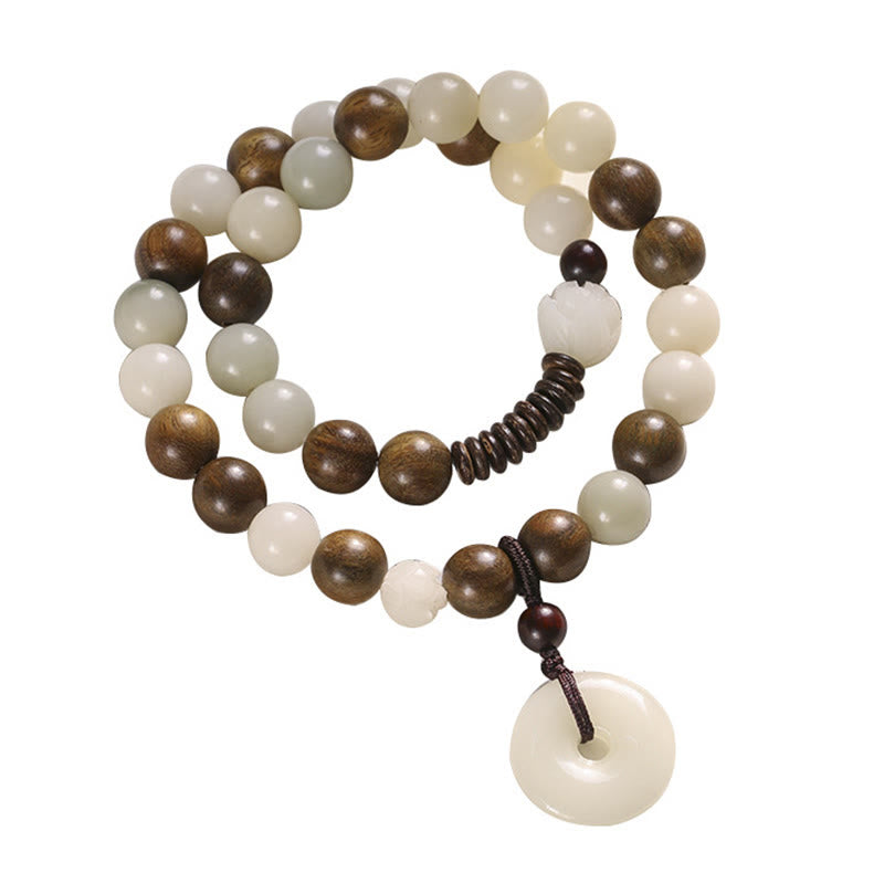 Nimara Ritual Bodhi Seed Green Sandalwood Lotus Peace Buckle Harmony Double Wrap Bracelet