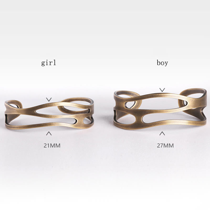 Nimara Ritual Vintage Curved Copper Brass Wealth Adjustable Cuff Bracelet Bangle