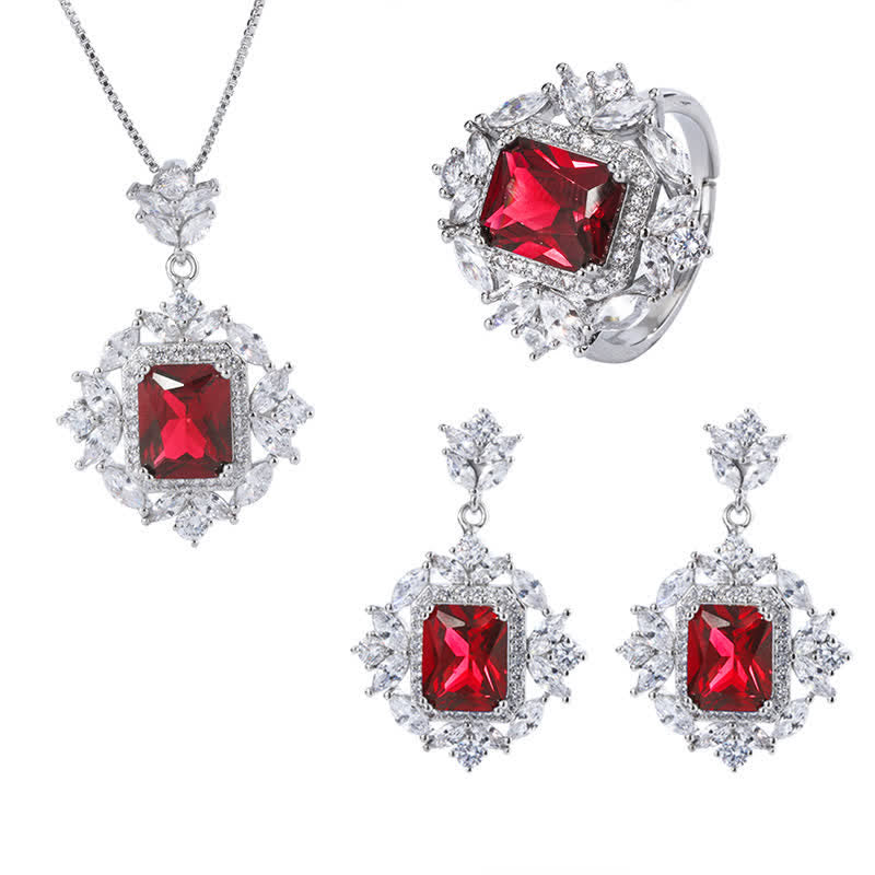 Nimara Ritual Emerald Crystal Red Corundum Confidence Courage Ring Earrings Necklace Pendant