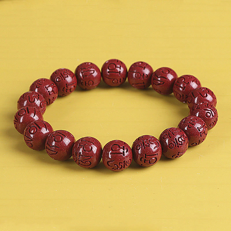 Nimara Ritual Natural Double PiXiu Cinnabar Om Mani Padme Hum Wealth Luck Bead Bracelet