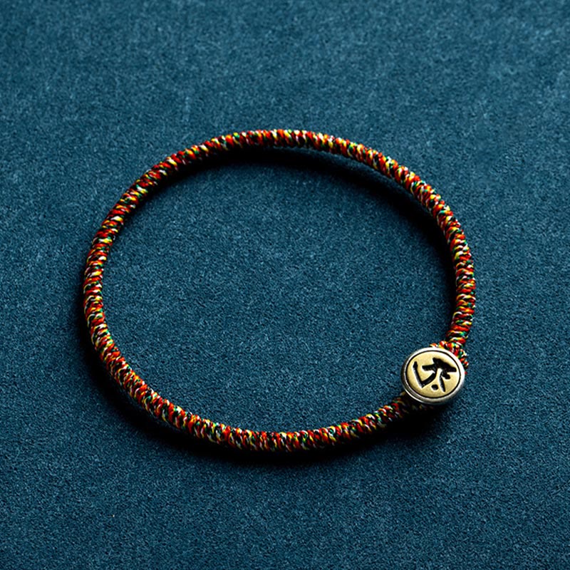 Nimara Ritual Handmade 925 Sterling Silver Chinese Zodiac Natal Buddha Protection Colorful Rope Bracelet