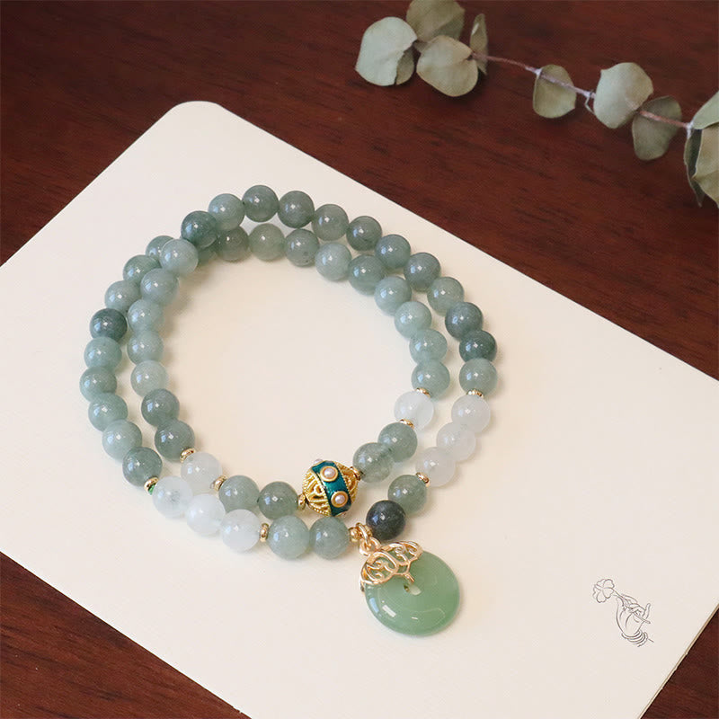 Nimara Ritual Single Double Layer Jade Peace Buckle Luck Bracelet