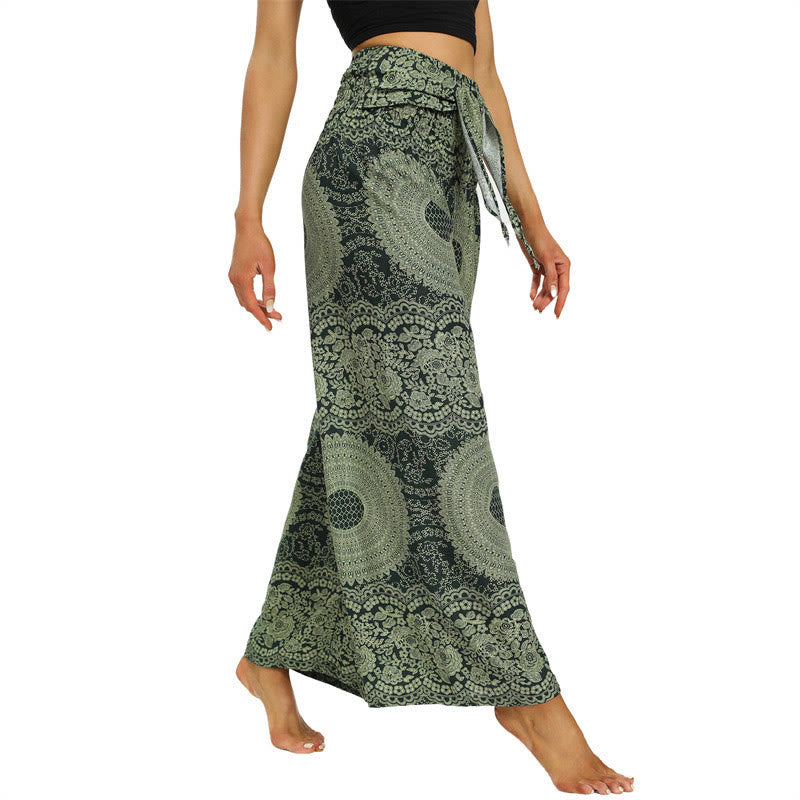 Nimara Ritual Boho Lace-up Wide Leg Pants Women's Yoga Pants