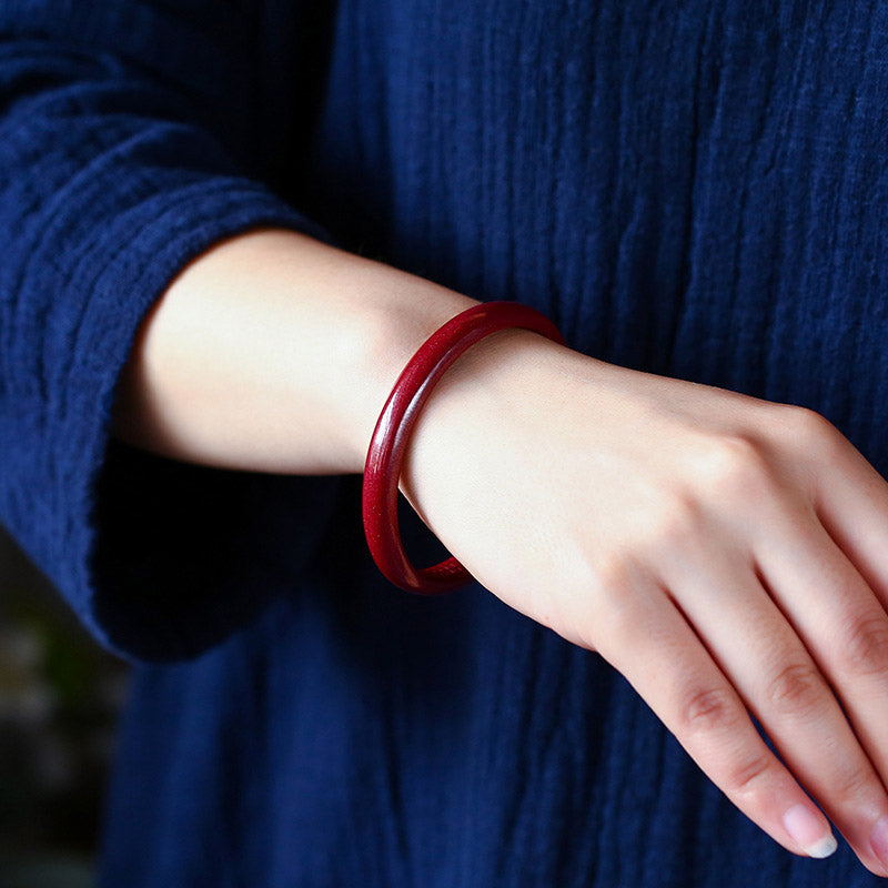 Nimara Ritual Cinnabar Heart Sutra Engraving Blessing Bangle Bracelet