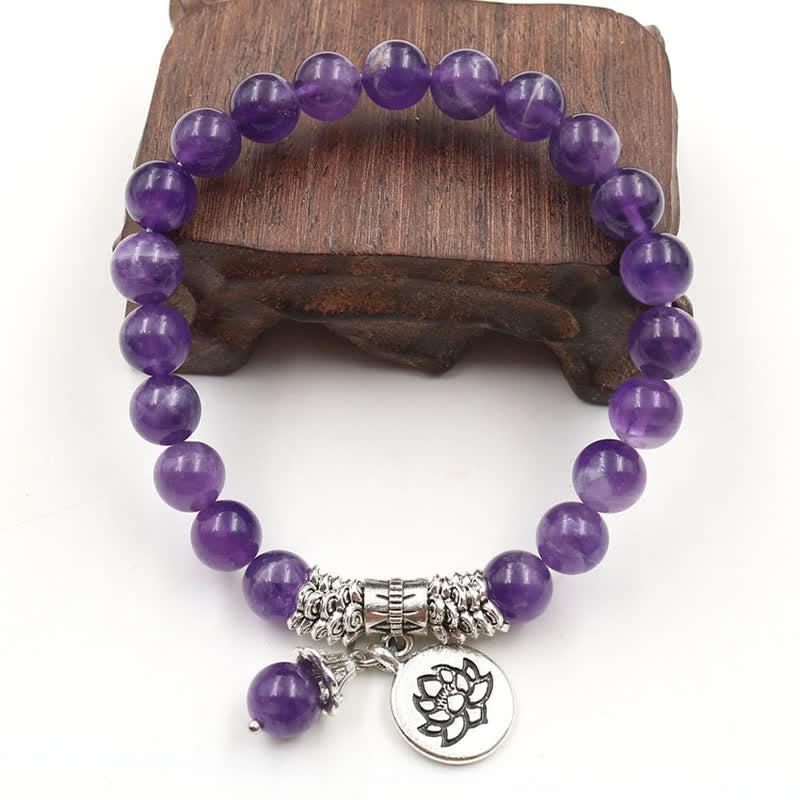 Nimara Ritual Amethyst Crystal Lotus Healing Balance Bracelet