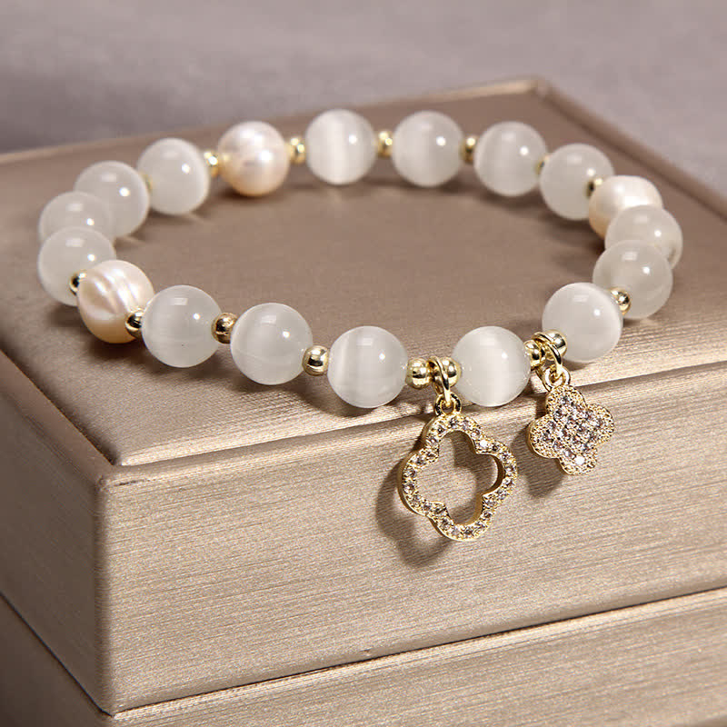 Nimara Ritual Cat's Eye Lovely Cat Pattern Pearl Love Charm Bracelet
