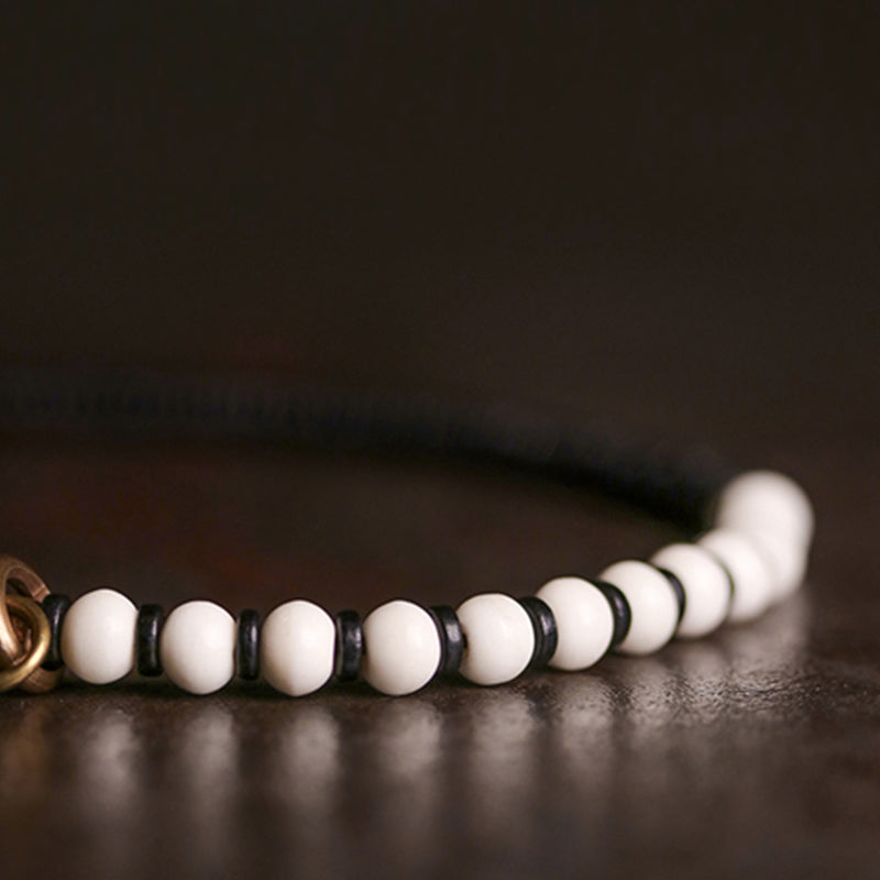 Nimara Ritual Bone Beads Ebony Wood Copper Strength Couple Bracelet
