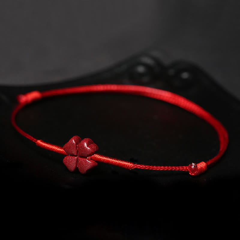 Nimara Ritual Handmade Plum Blossom Four Leaf Clover PiXiu Lotus Koi Fish Cinnabar Blessing Braid Bracelet