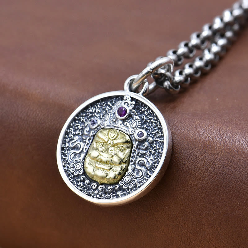 Nimara Ritual 925 Sterling Silver Zakiram Goddess of Wealth Dorje Vajra Spiritual Necklace Pendant
