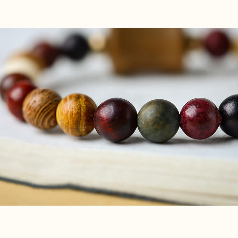 Nimara Ritual Tibet Multicolored Sandalwood Om Mani Padme Hum Protection Bracelet