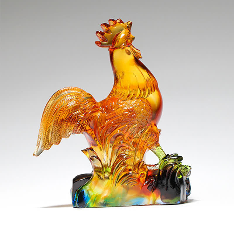 Nimara Ritual Handmade Liuli Crystal Rooster Art Piece Home Decoration