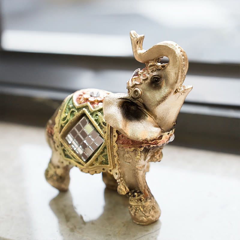 Nimara Ritual Lucky Feng Shui Green Elephant Statue Sculpture Wealth Figurine Gift Home Decoration