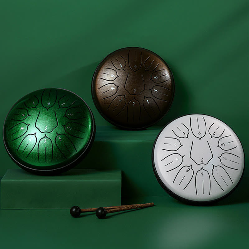 Nimara Ritual Steel Tongue Drum Sound Healing Meditation Yoga Lotus Drum Kit 11 Note 6 Inch